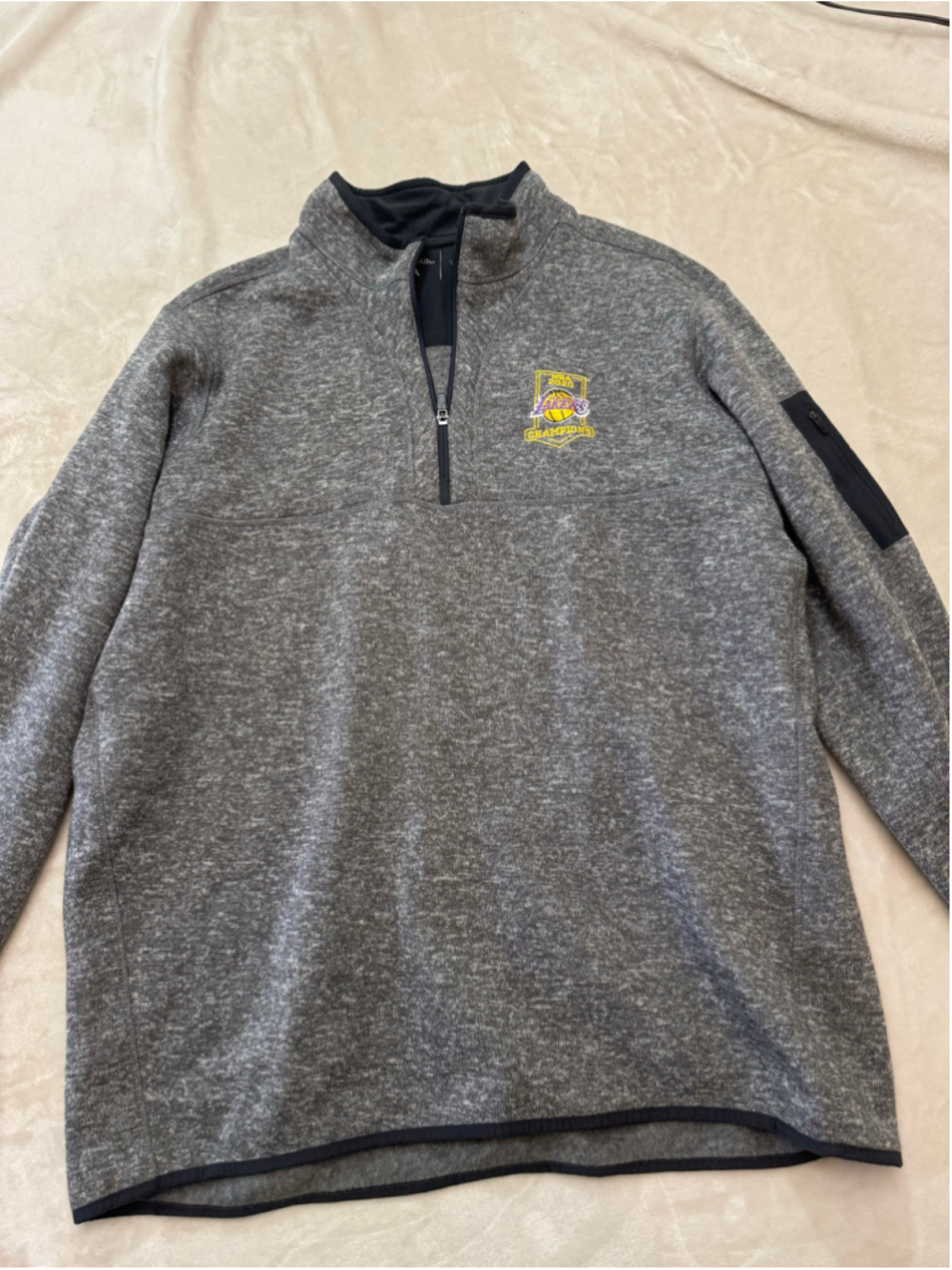 Men's Antigua LA Lakers 2020 Champions 1/4 Zip Sweatshirt Grey XXL